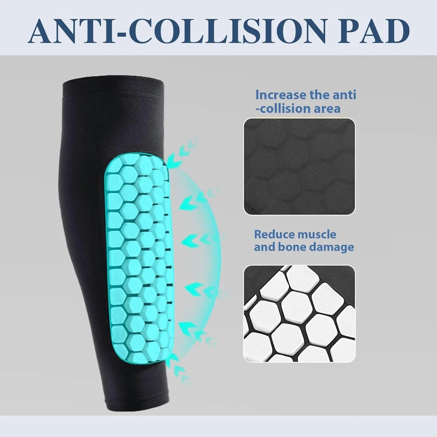 Protective Soccer Shin Guard Sleeves with Honeycomb Padding - 8