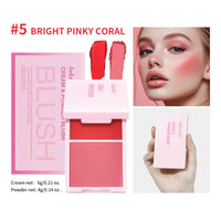 2-in-1 Cream and Powder Long-Lasting Blush Palette