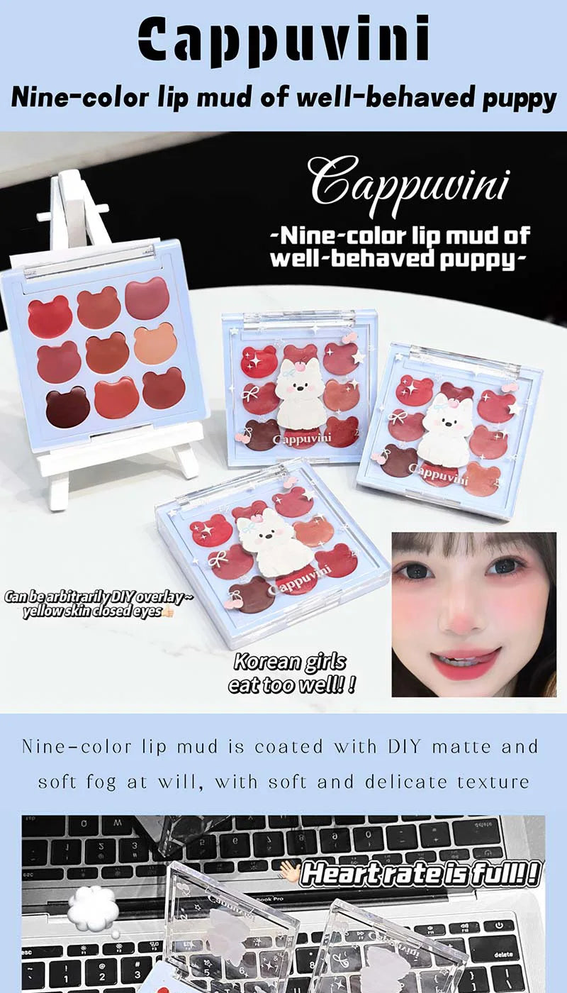 9-Color Matte Lip Mud Makeup Palette - 7