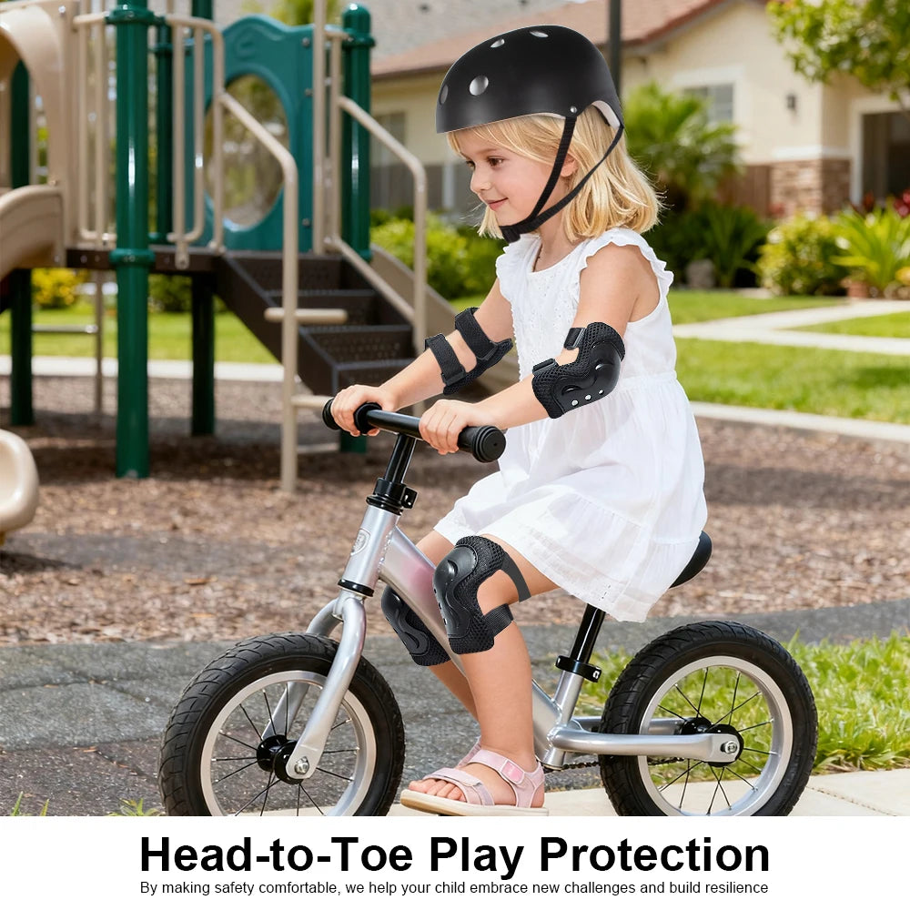 Kids Protective Helmet and Safety Gear Set - 6