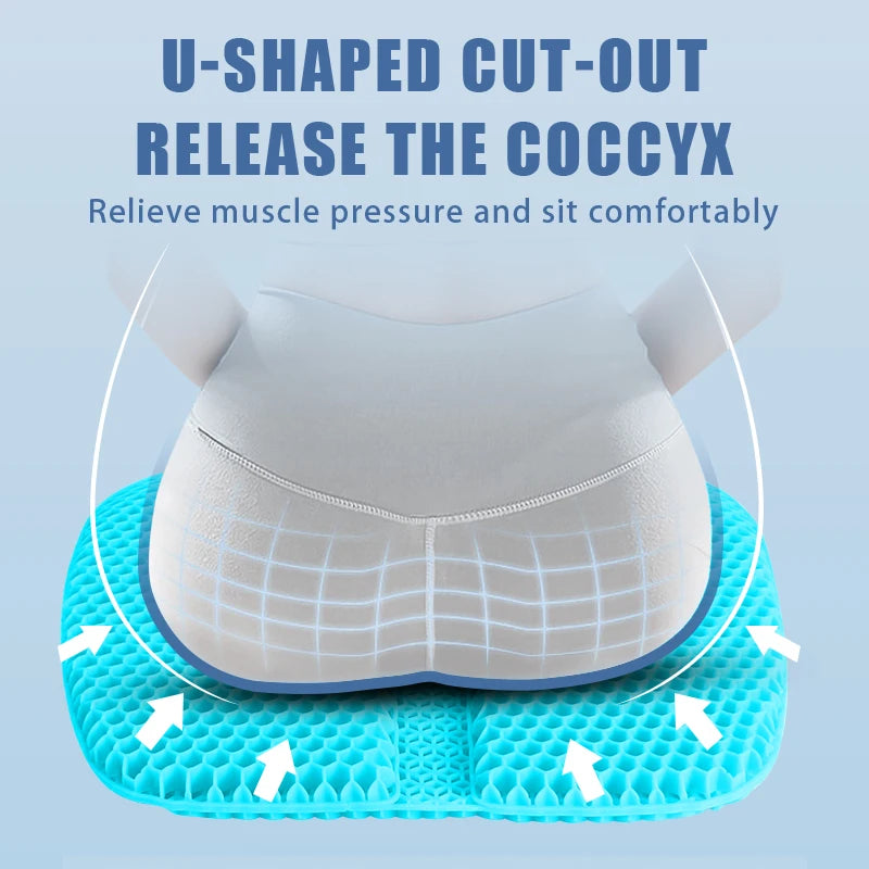 Breathable Honeycomb Gel Seat Cushion for Pain Relief - 4