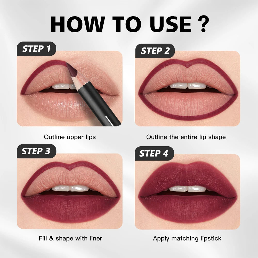 12-Piece Waterproof Long-Lasting Lip Liner Pencil Set - 11