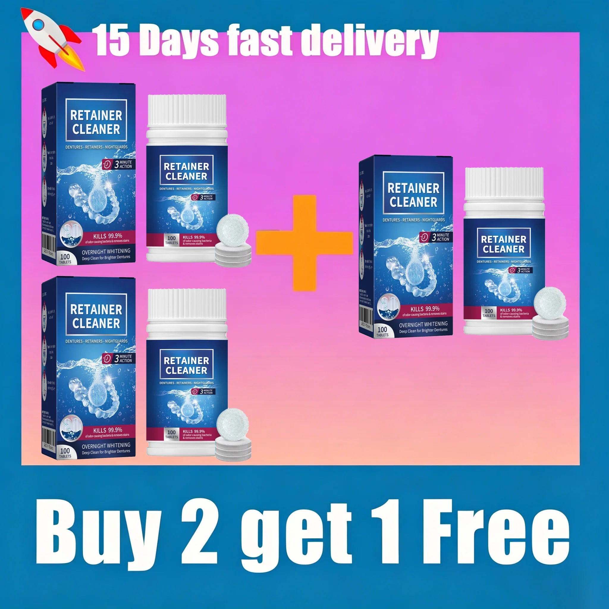 Denture and Retainer Cleaning Tablets (100 Pack) - 8