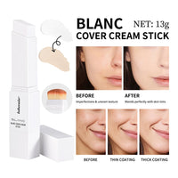 Dual-Ended Waterproof Foundation Concealer Stick with Built-in Brush