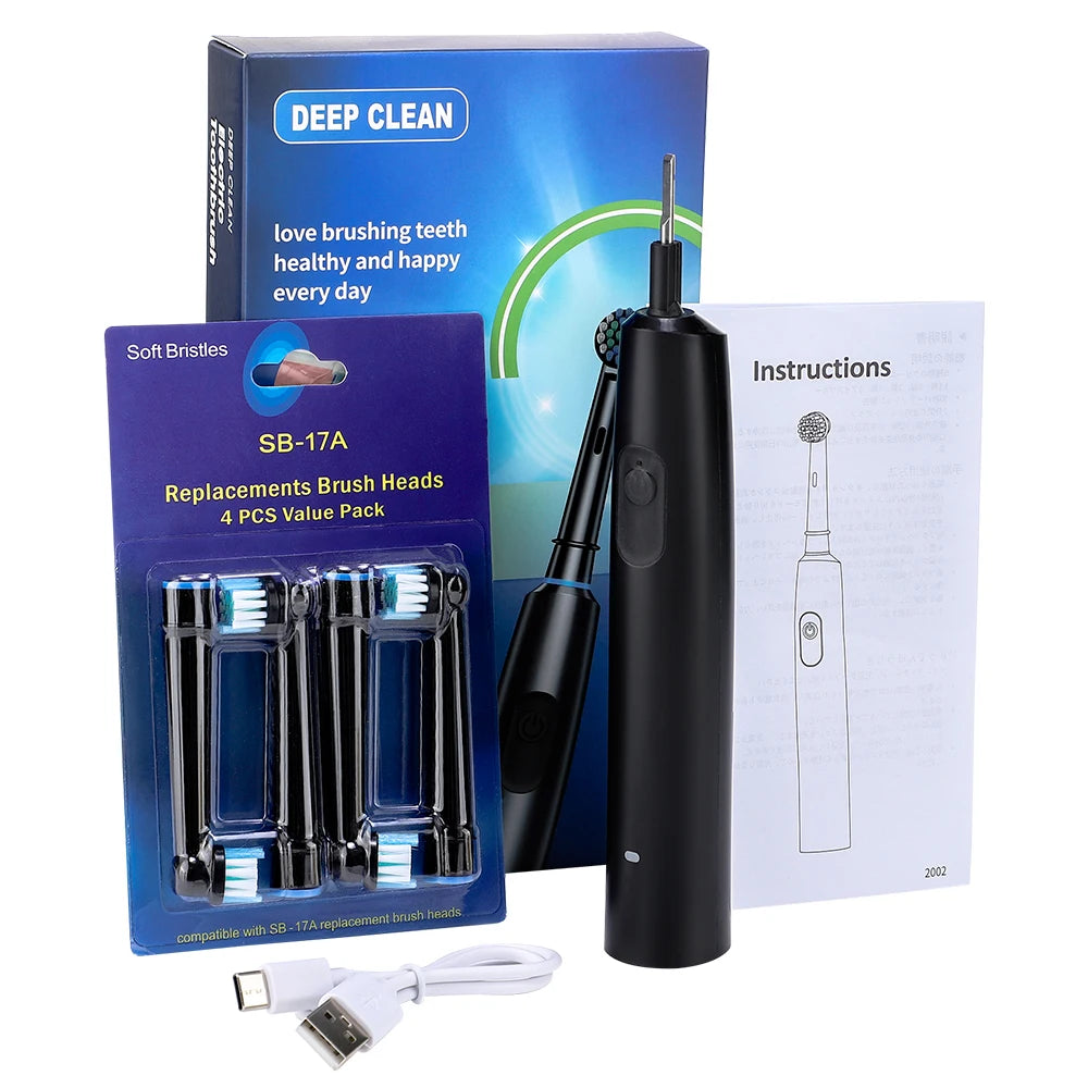 Rechargeable Rotary Electric Toothbrush with 4 Heads - 16