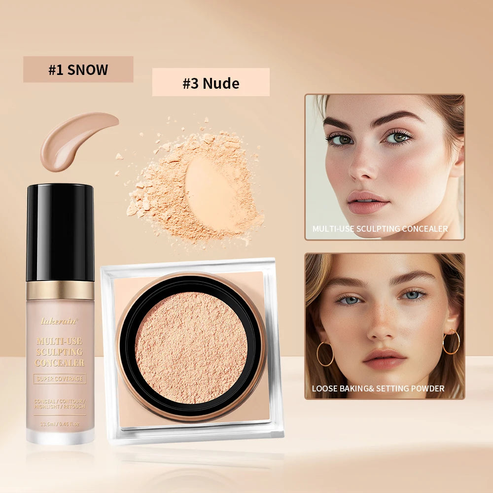 Matte Concealer and Setting Powder Makeup Set - 9