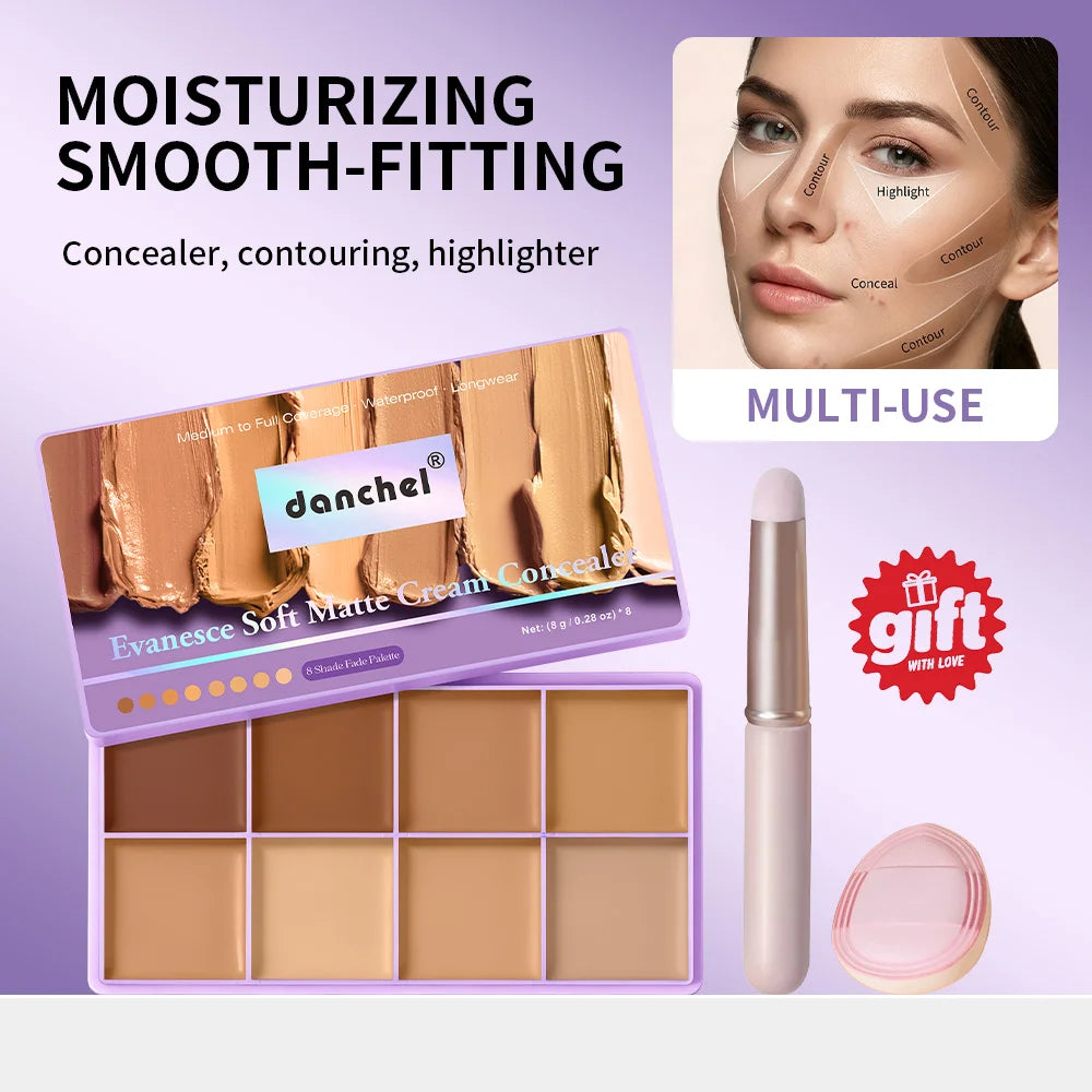 8-Color Professional Cream Concealer and Contouring Palette - 1