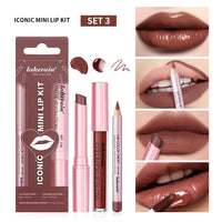 3-in-1 Waterproof Lip Liner, Lipstick & Gloss Travel Set