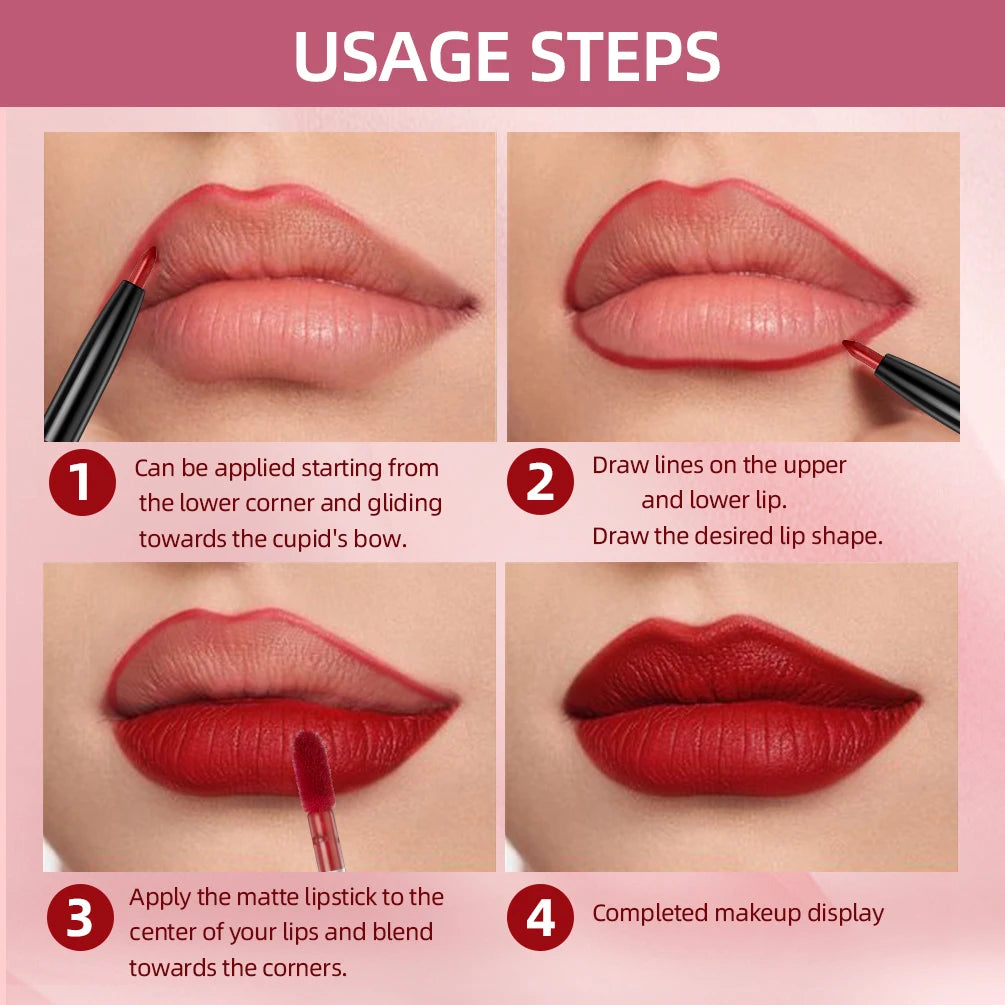 2-in-1 Dual Ended Matte Lip Liner and Long-Lasting Liquid Lipstick - 6