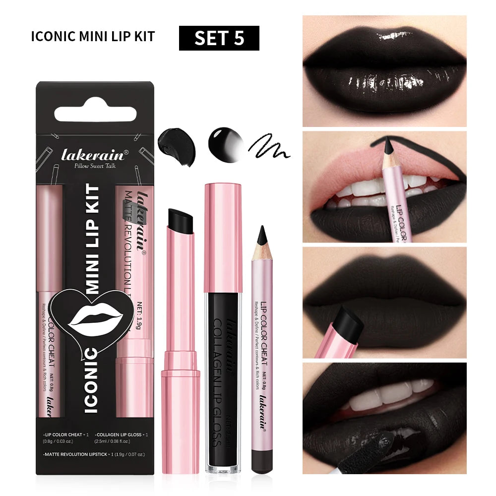 3-in-1 Waterproof Lip Liner, Lipstick & Gloss Travel Set - 22