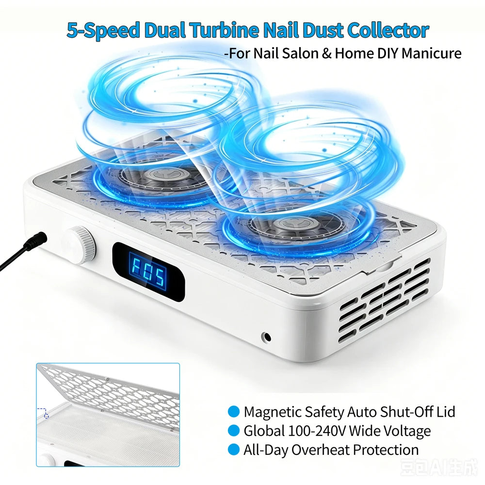 Professional Dual-Fan Nail Dust Collector - 7