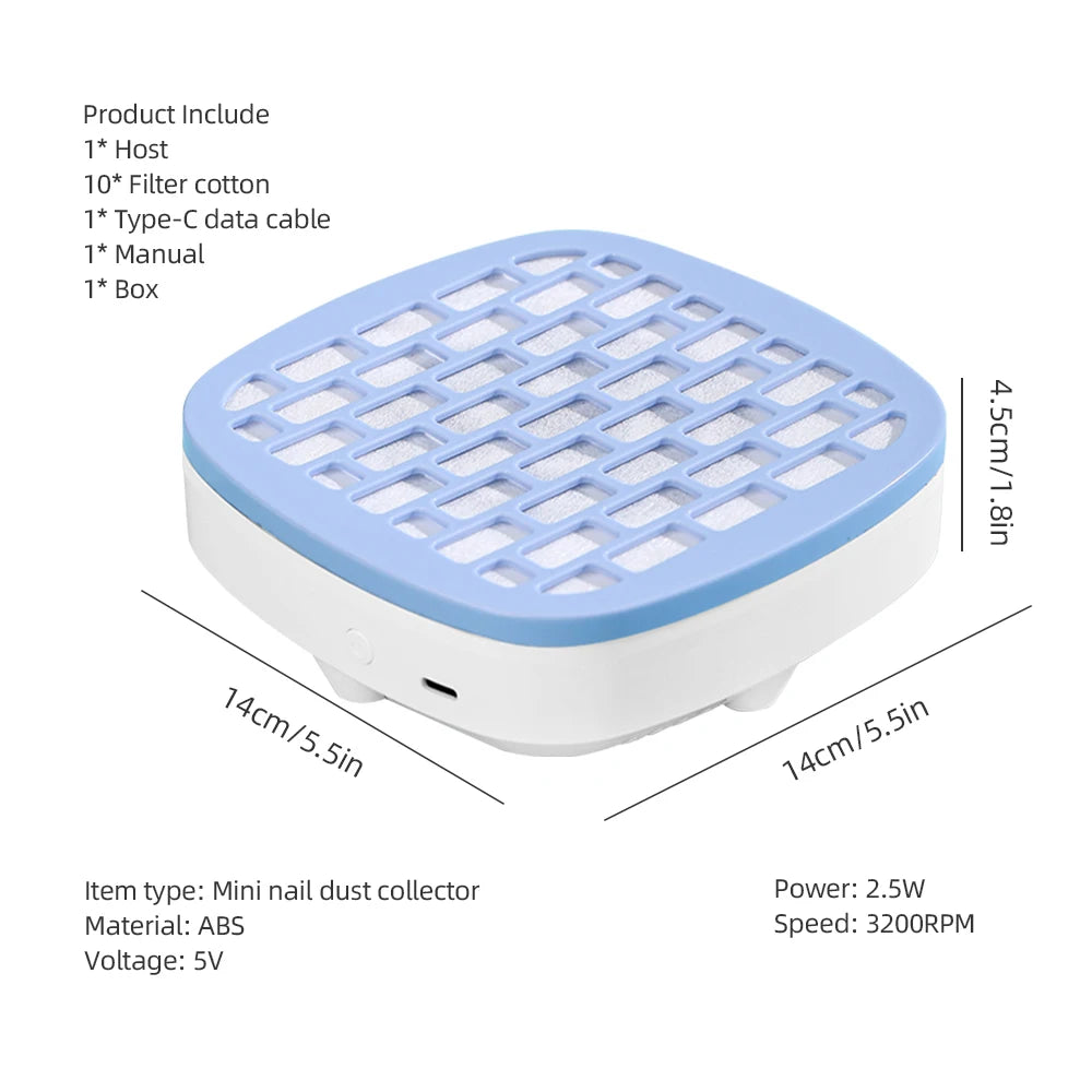Portable USB Mini Nail Dust Collector Vacuum - 25