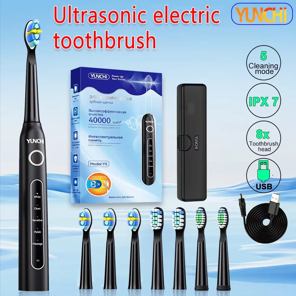 Ultrasonic Electric Toothbrush with 8 Brush Heads - 1