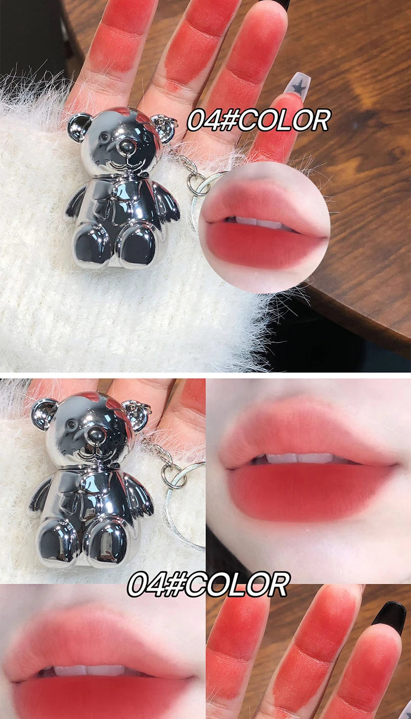 Cute Bear Keychain Velvet Matte Lip Clay - 14