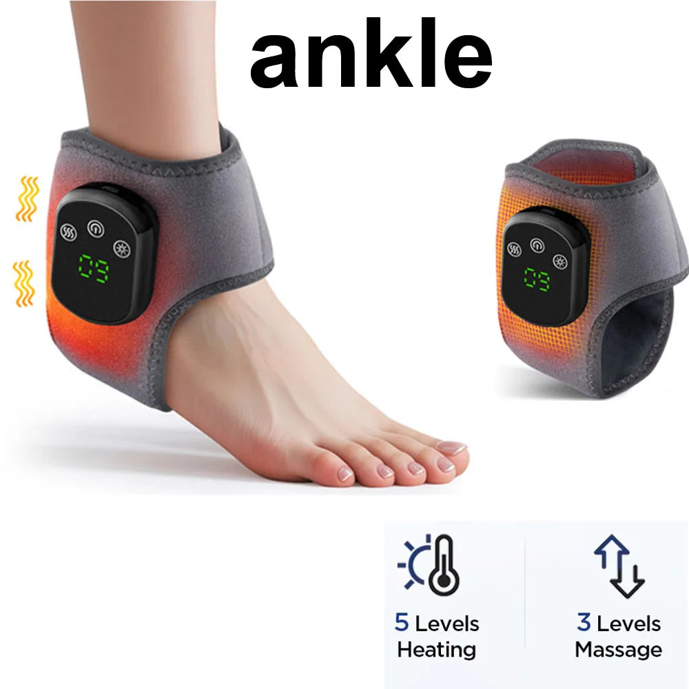 Heated Vibration Ankle Massager Brace for Pain Relief - 55