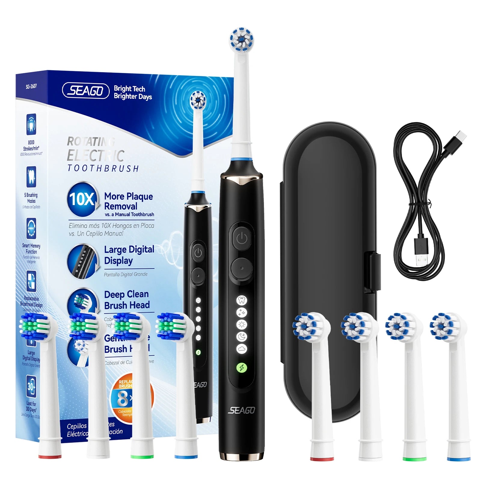Professional Rotating Electric Toothbrush with Travel Case - 15