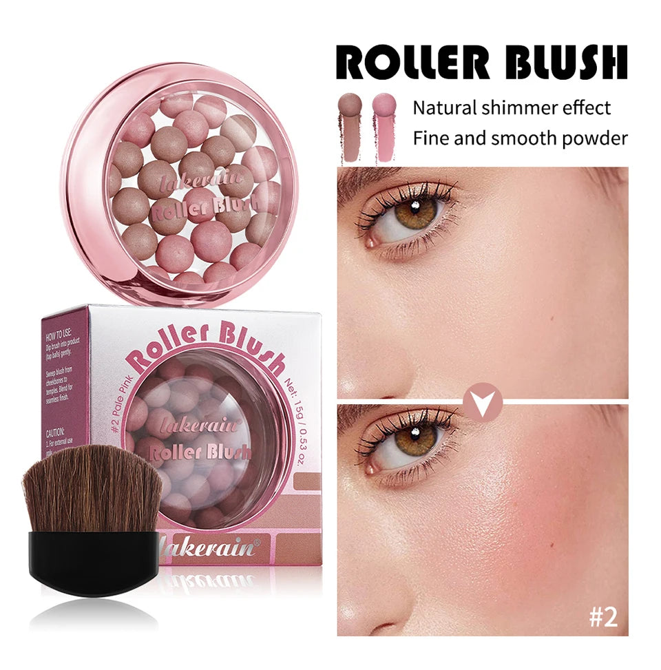 Long-Lasting Shimmering Pearl Blush Powder Beads - 12
