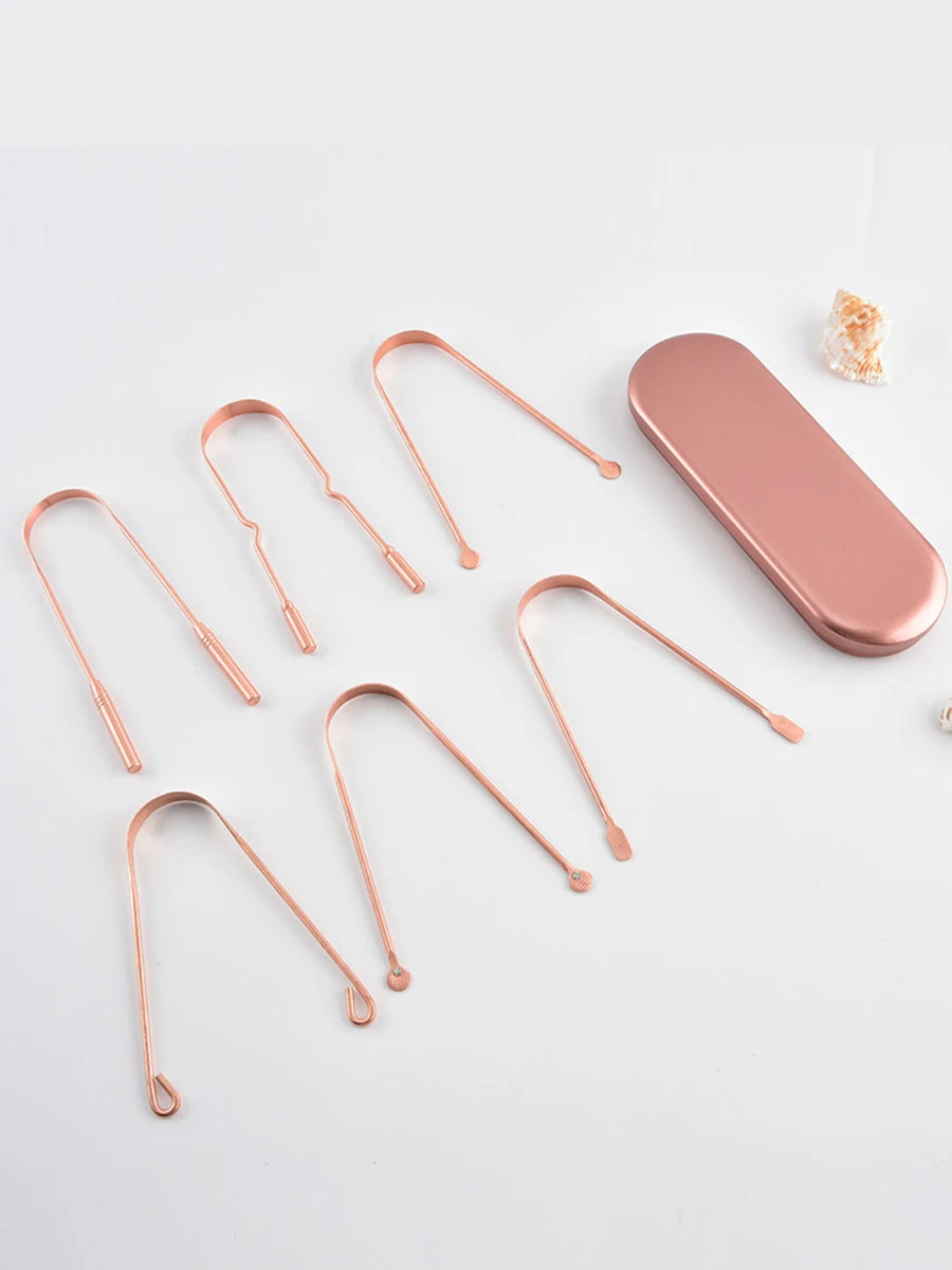 Portable Pure Copper Tongue Scraper for Fresh Breath - 7