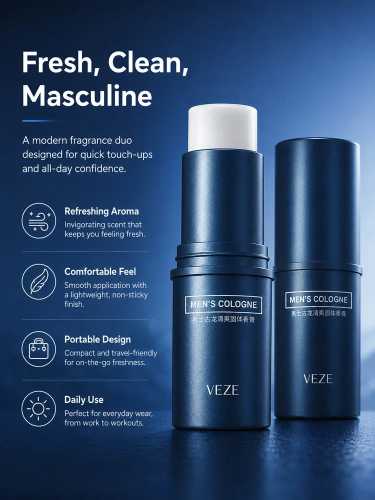 Portable Men’s Solid Cologne and Body Lotion Fragrance Set - 8