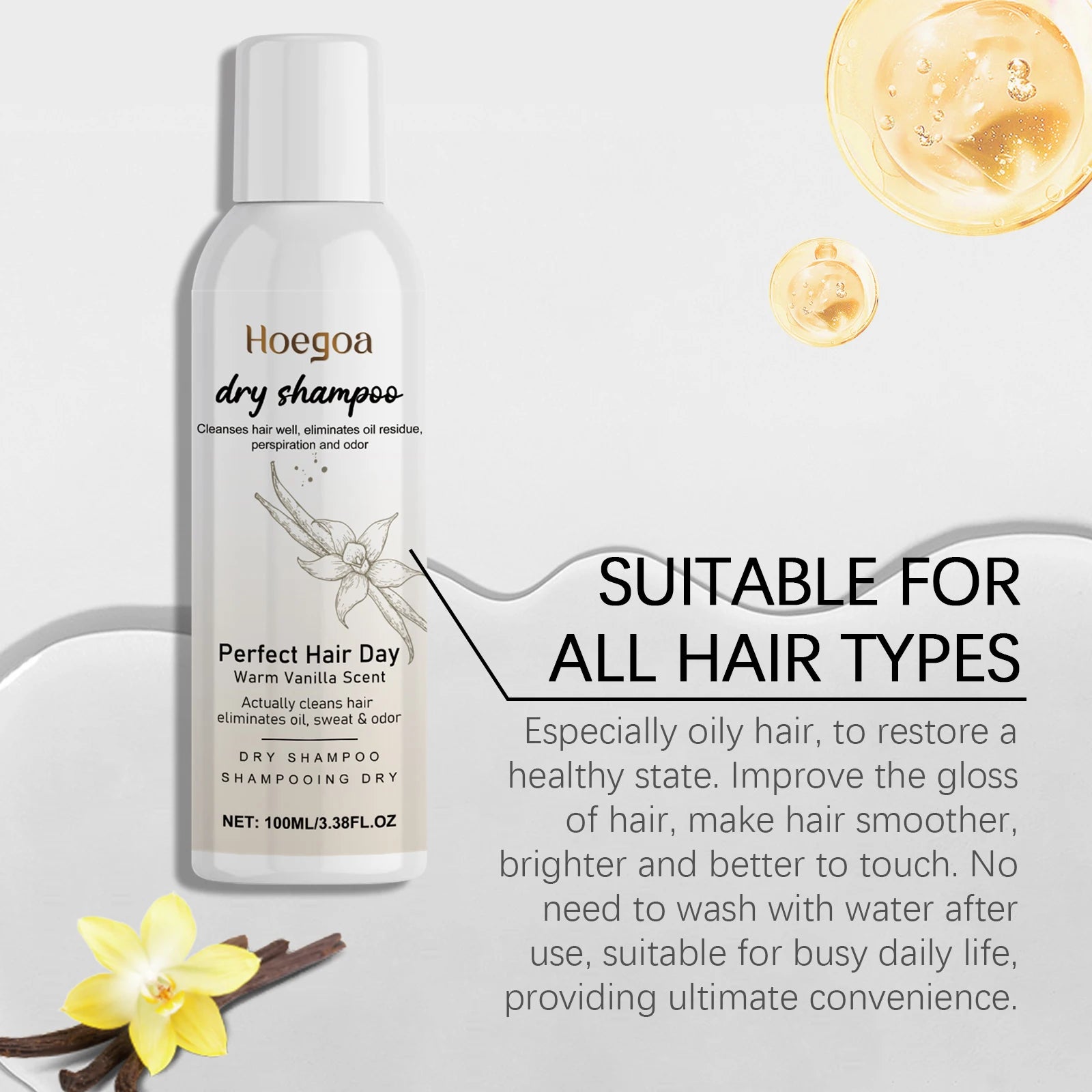 Vanilla Scented Dry Shampoo Spray for Instant Volume and Oil Control - 2