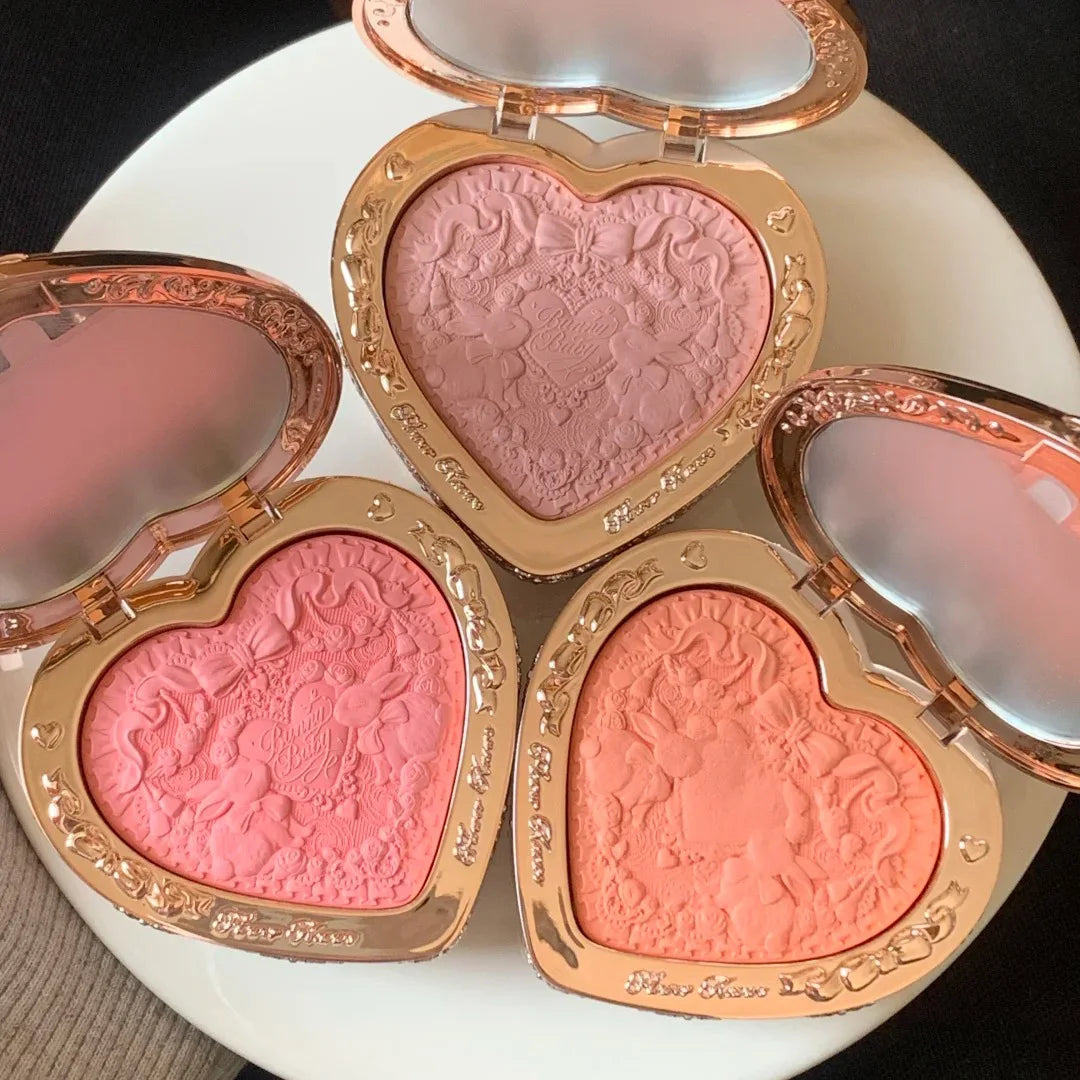 Embossed Heart Matte Blush Powder for Natural Glow - 5