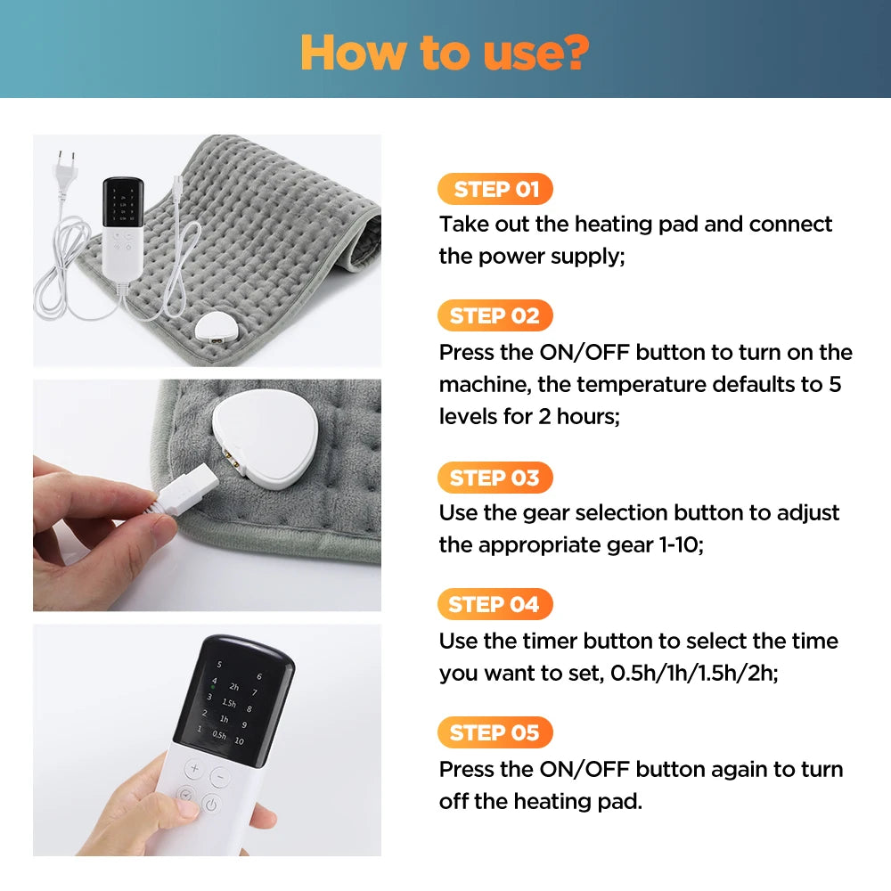 Electric Heating Pad for Back and Muscle Pain Relief - 10