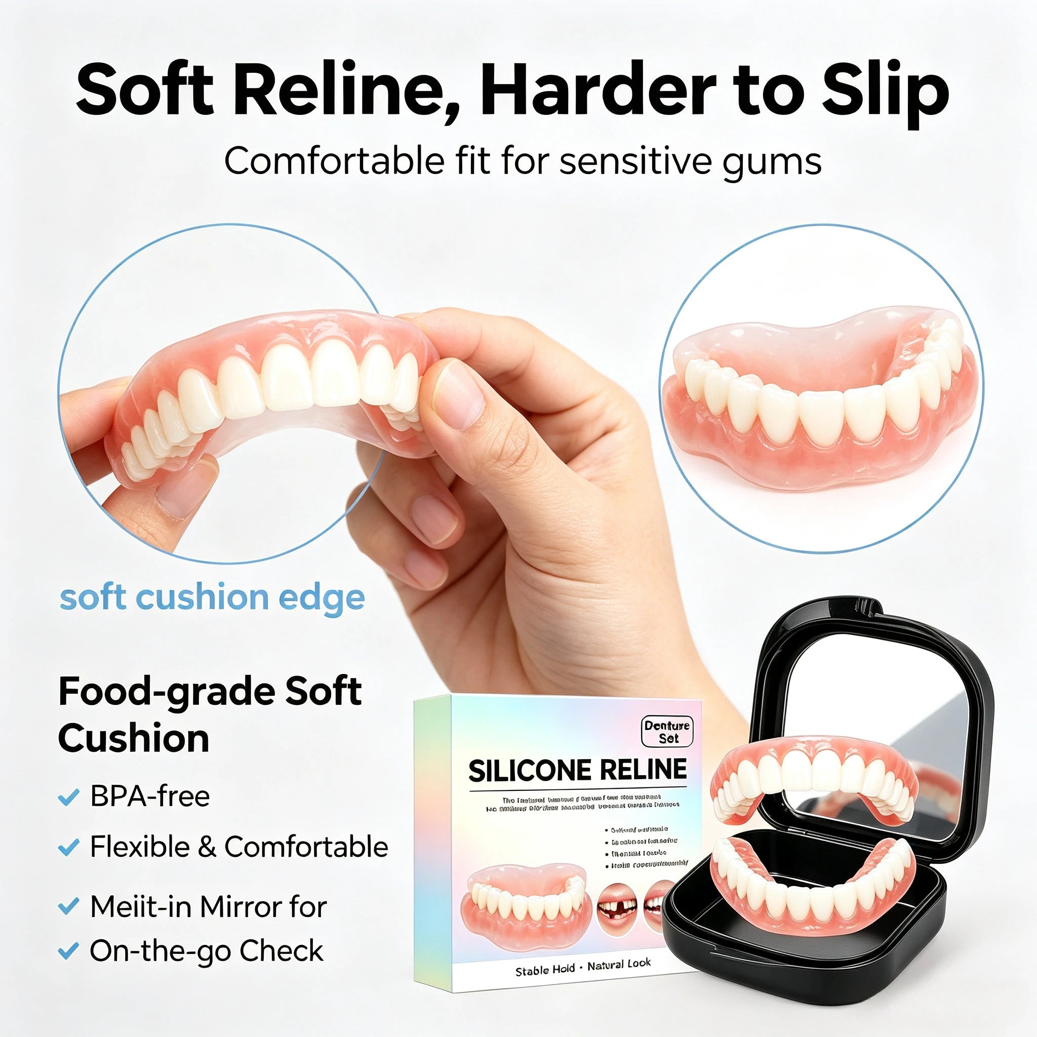 Instant Fit Realistic Cosmetic Denture Set - 8