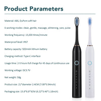 Rechargeable Sonic Electric Toothbrush with 6 Modes