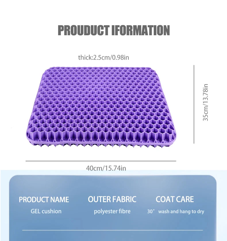 Breathable Honeycomb Gel Seat Cushion for Pain Relief - 19