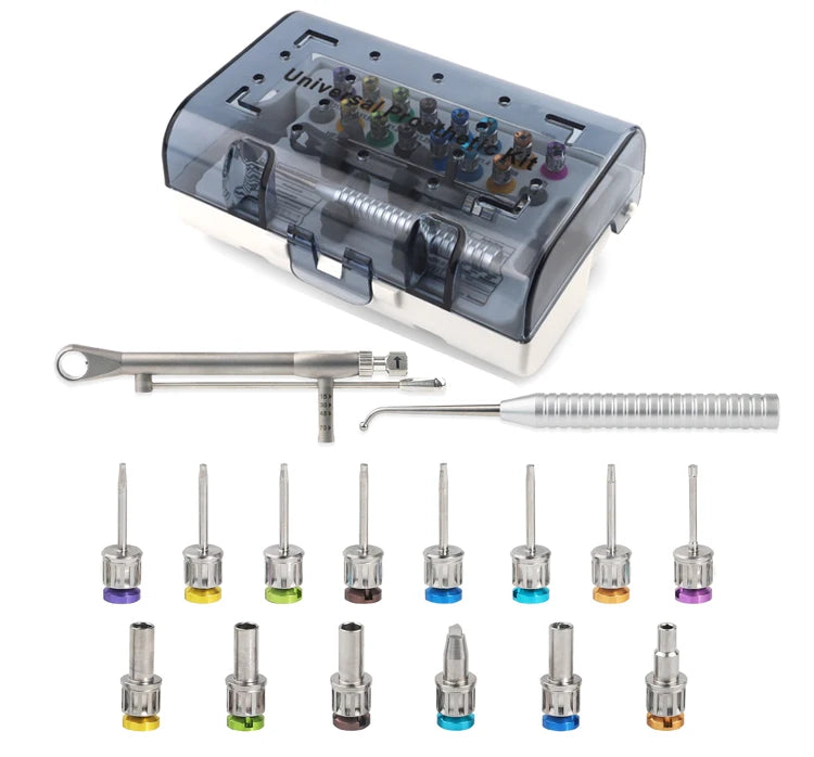 Universal Dental Implant Restoration Screwdriver and Wrench Kit - 18