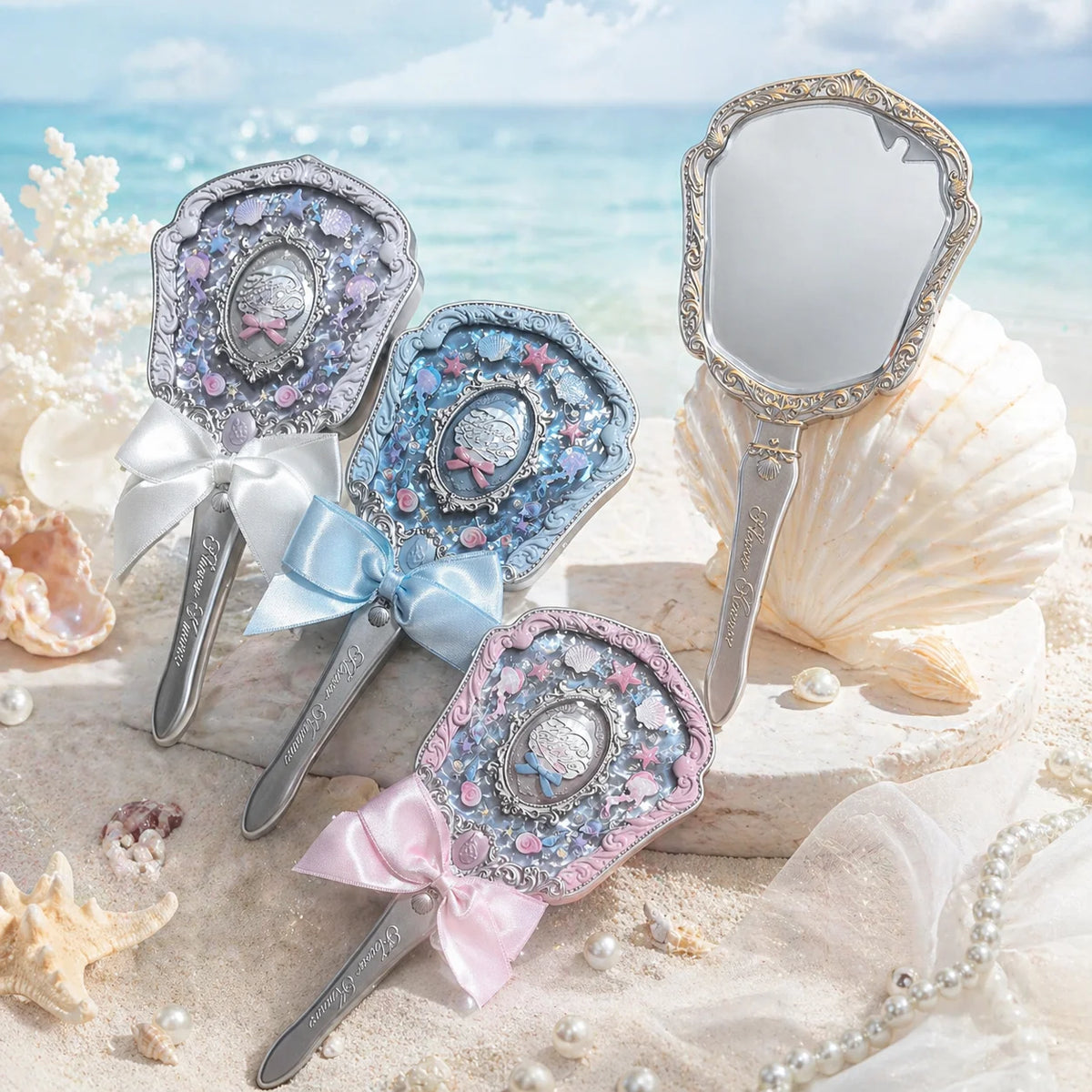 Ocean Theme Aesthetic Handheld Makeup Mirror