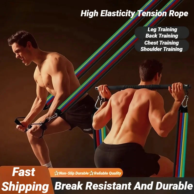 11-Piece Adjustable Resistance Band Set for Full Body Workout - 1