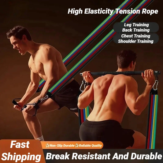 11-Piece Adjustable Resistance Band Set for Full Body Workout