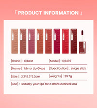 Waterproof Mirror Gloss Lip Glaze for Long-Lasting Hydration