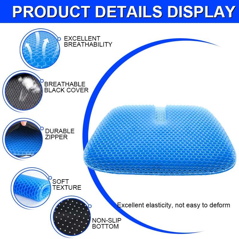 Breathable Honeycomb Gel Seat Cushion for Pain Relief - 3