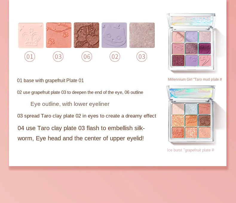9-Color Waterproof Eyeshadow Palette for Professional Looks - 33
