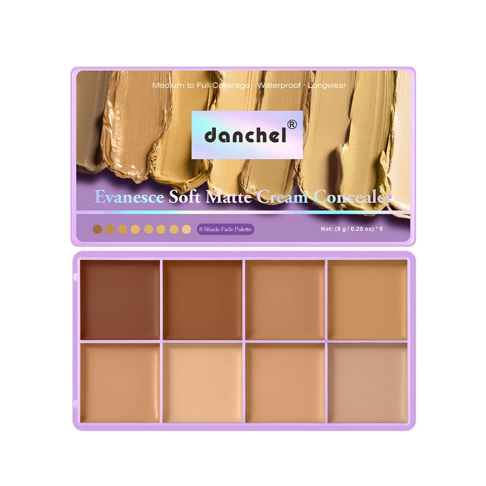 8-Shade Waterproof Full Coverage Cream Concealer Palette - 16