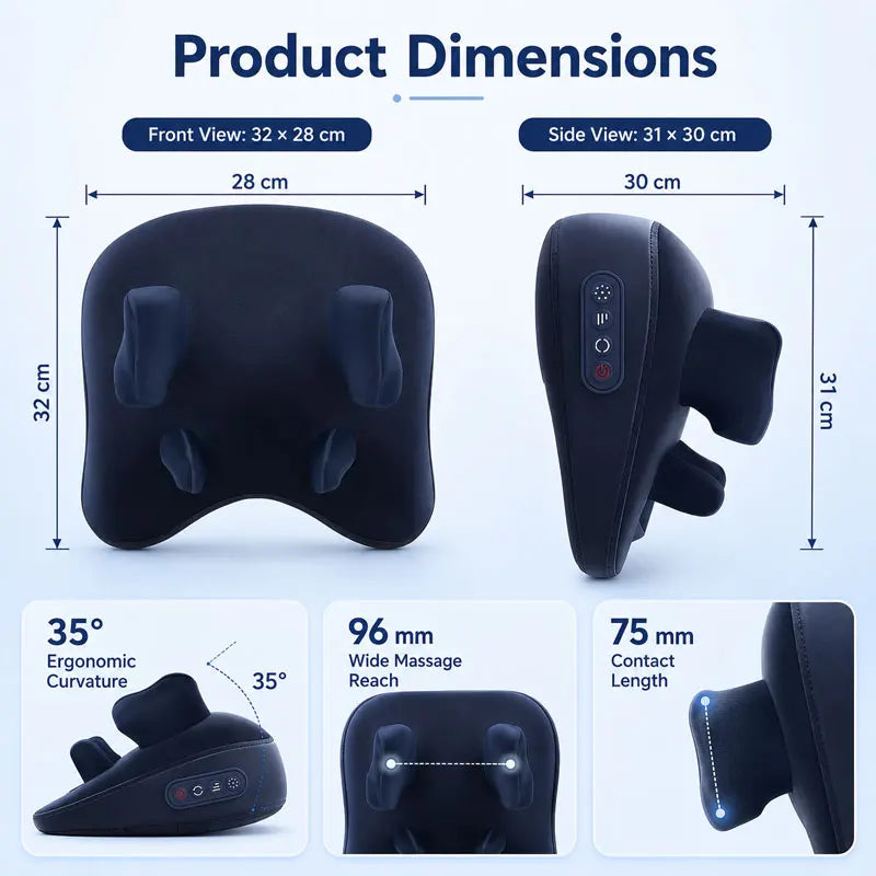 6D Wireless Shiatsu Neck and Shoulder Massage Pillow - 6
