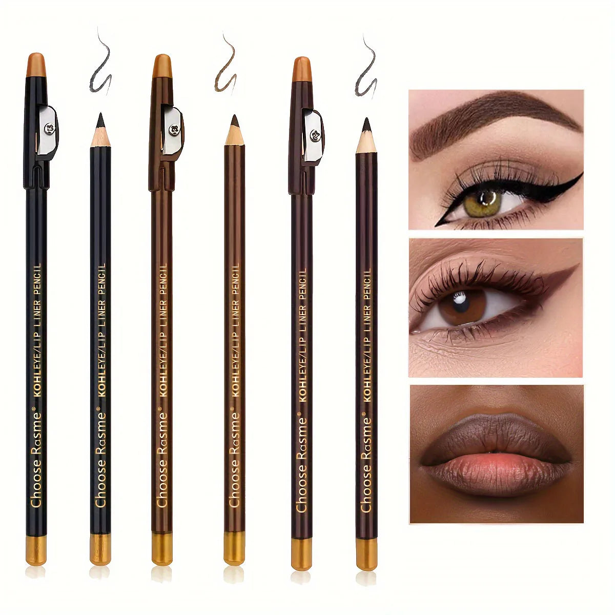3-Piece Waterproof Eyebrow and Lip Pencil Set - 1
