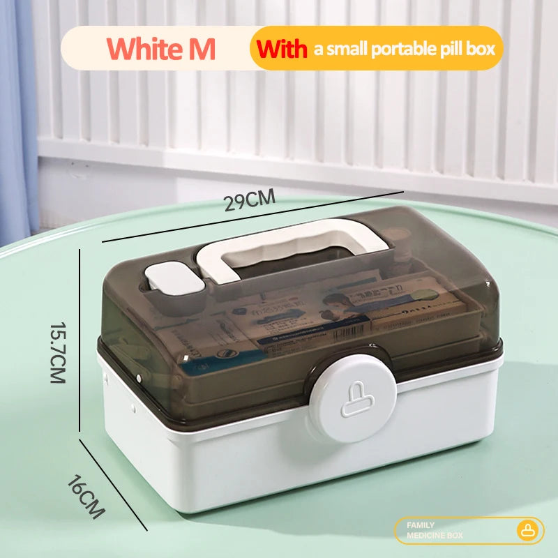 Large Multi-Tier Family Medicine Organizer Storage Box - 11