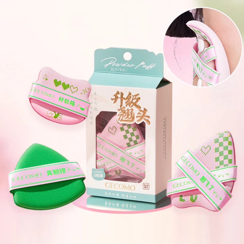 Adorable Curved-Head Makeup Sponge Puff Set - 2
