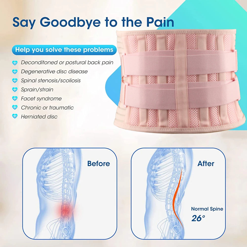 Adjustable Lumbar Support Back Brace for Pain Relief - 11