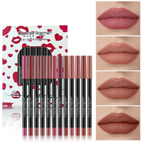 12-Piece Waterproof Matte Lip Liner Pencil Set