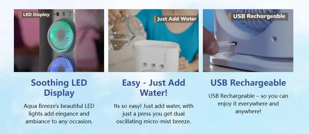 Portable Dual-Head Cooling Fan with LED Mist - 7