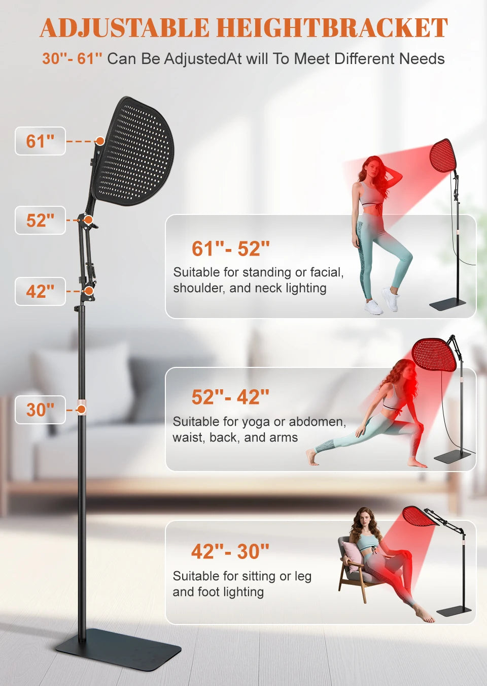 Red Light Therapy Floor Lamp for Pain Relief and Skin Care - 12