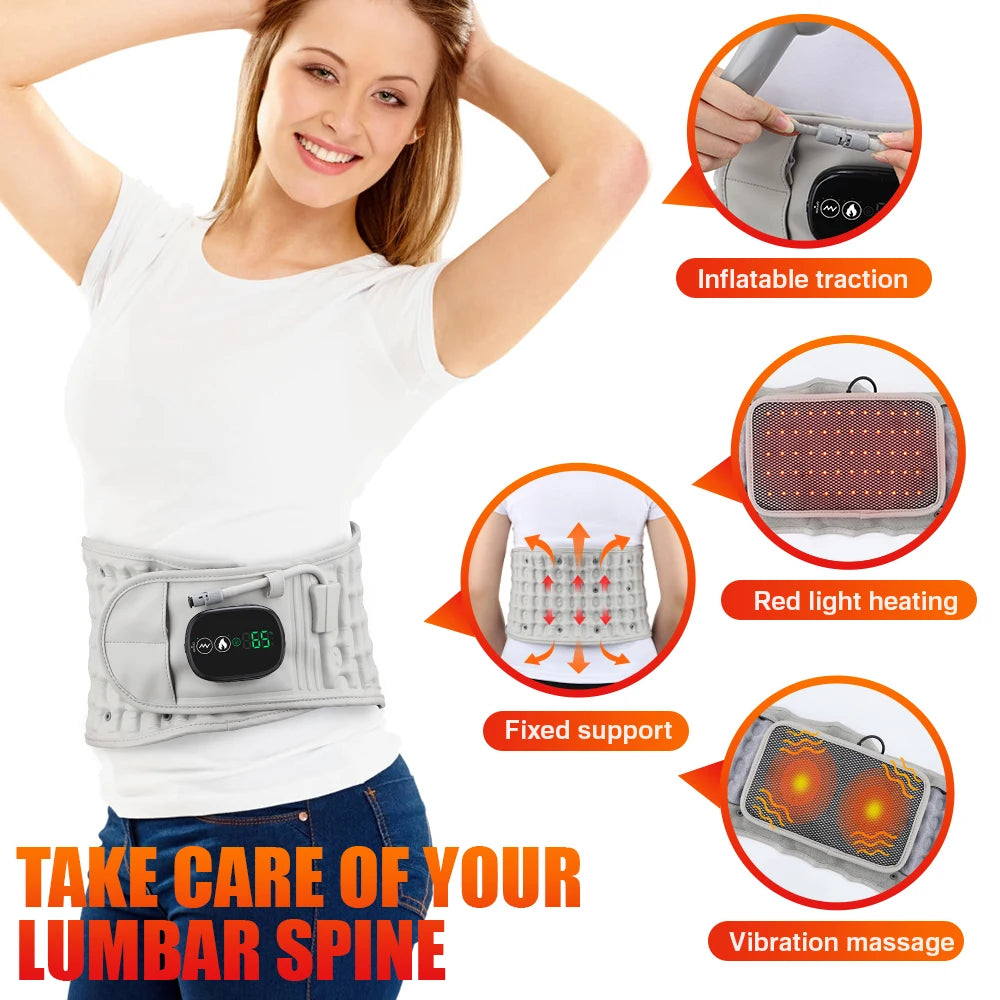 Heated Lumbar Massage Belt for Back Pain Relief - 48