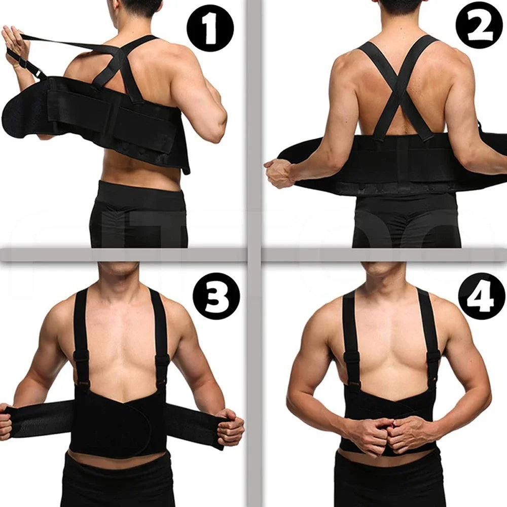 Heavy Duty Adjustable Back Support Brace with Suspenders - 11