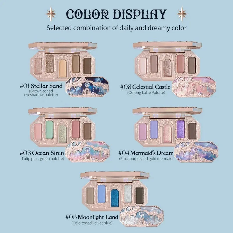 5-Color Mermaid Eyeshadow Palette for Long-Lasting Shimmer - 2