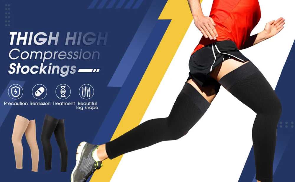 Thigh-High Footless Compression Sleeves for Leg Pain Relief - 20