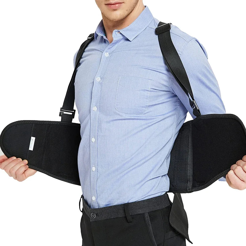 Heavy Duty Adjustable Back Support Brace with Suspenders - 9